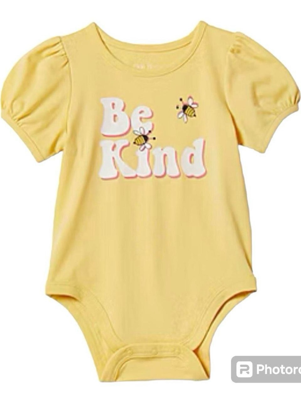 Okie Dokie Baby Girls Yellow Be Kind Bumble Bee Bodysuit Puff Sleeve NWT 24M